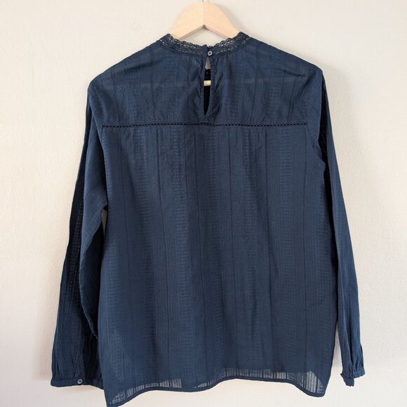 Abercrombie & Fitch Navy Blue Romantic Bohemian Embroidered Long Sleeve Top XL - Picture 7 of 7